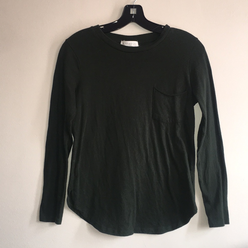 Hunter Green Curved Hem Long Sleeve